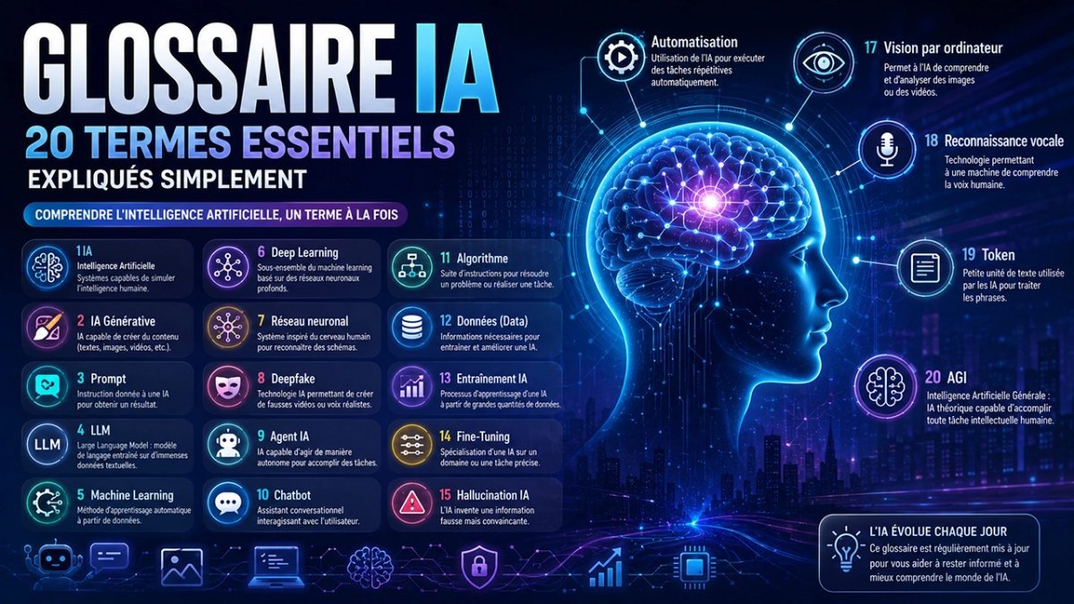 Glossaire IA : 20 termes essentiels de l’intelligence artificielle expliqués simplement
